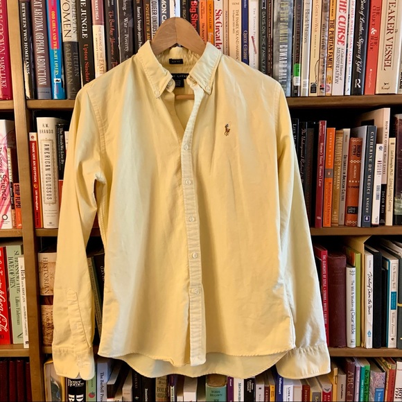 Polo Ralph Lauren Tops - Ralph Lauren Polo Lemon Yellow Slim Fit Cotton Button Down Collared Shirt sz 10